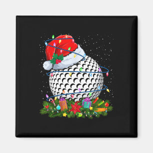 Golf Ball Santa Hat Christmas Lights Funny Sport X Magnet