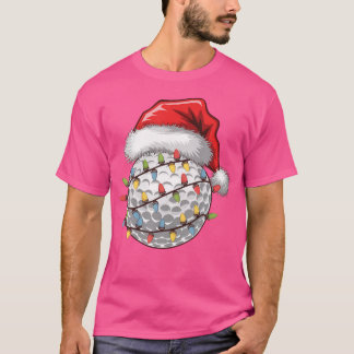 Golf Ball Santa Hat Christmas Tree Lights Golfing T-Shirt