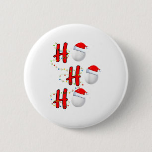 Golf Ball Santa Hat Ho Ho Ho Men Women Christmas X 2 Inch Round Button
