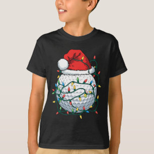 Golf Ball Santa Hat Men Womens Christmas Golfing X T-Shirt