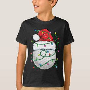 Golf Ball Santa Hat Men Womens Christmas Golfing X T-Shirt