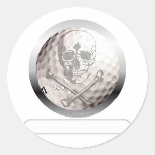 Golf Ball Skull and Crossbones Classic Round Sticker