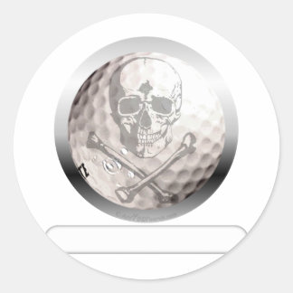 Golf Ball Skull and Crossbones Classic Round Sticker
