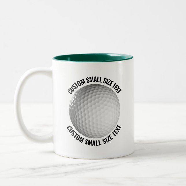 Golf Ball & Small Text HUNTER GREEN 11oz Custom Two-Tone Coffee Mug (Left)