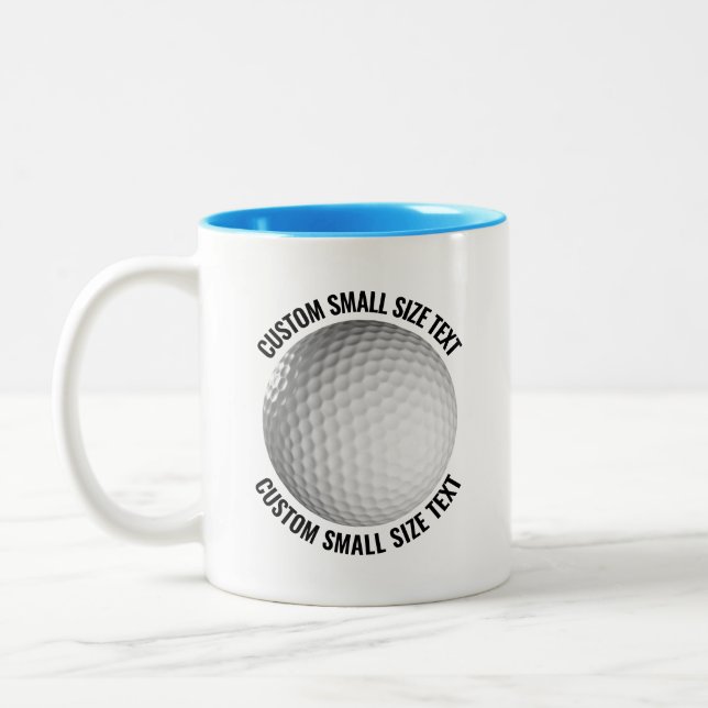 Golf Ball & Small Text LIGHT BLUE 11oz Custom Two-Tone Coffee Mug (Left)