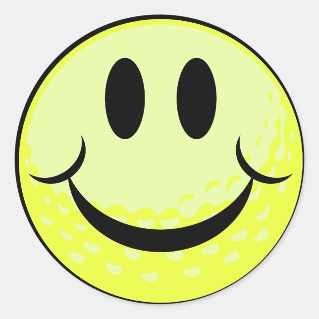 golf ball smile face classic round sticker (Front)