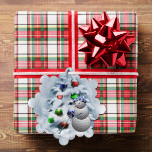 Golf Ball Snowman Christmas Ornament Card