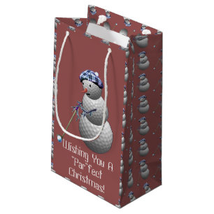 Golf Ball Snowman Christmas Small Gift Bag
