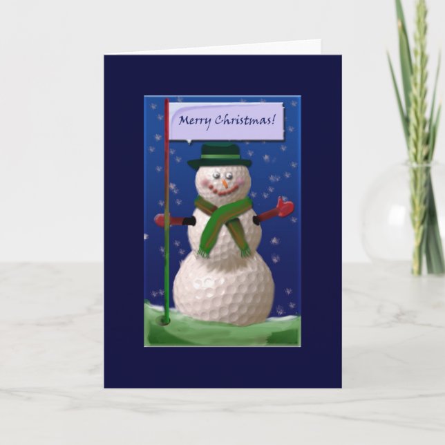 Golf Ball Snowman for the Golf Nut Holiday Card (Front)