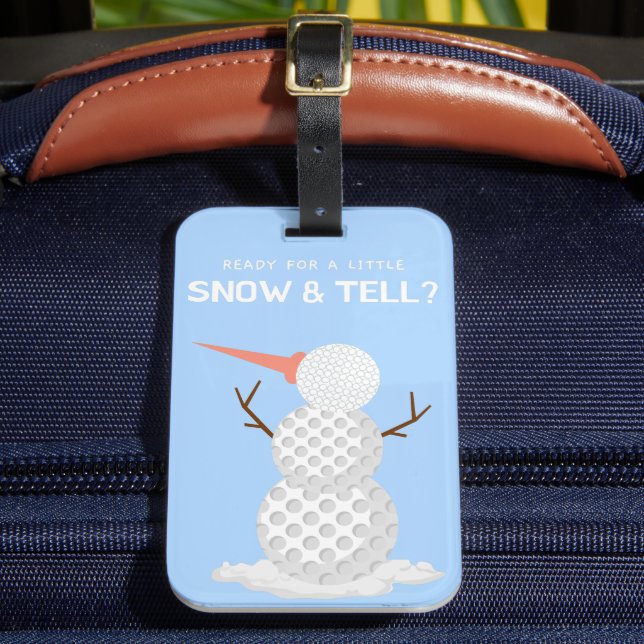 Golf ball Snowman Luggage Tag (Front Insitu 2)