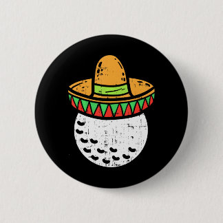 Golf Ball Sombrero Cinco De Mayo Mexican Golfer 2 Inch Round Button