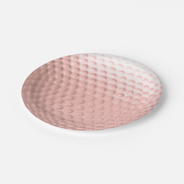 Golf Ball Sport Pink Paper Plate (Angled)