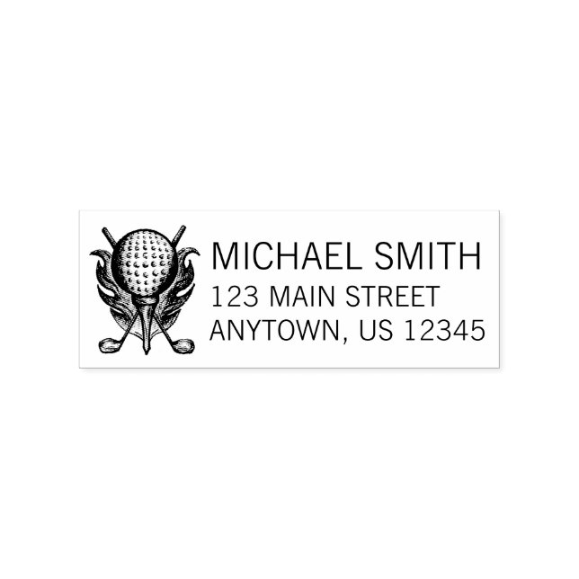 Golf Ball Tee Clubs Course Personalized Address Rubber Stamp (Imprint)