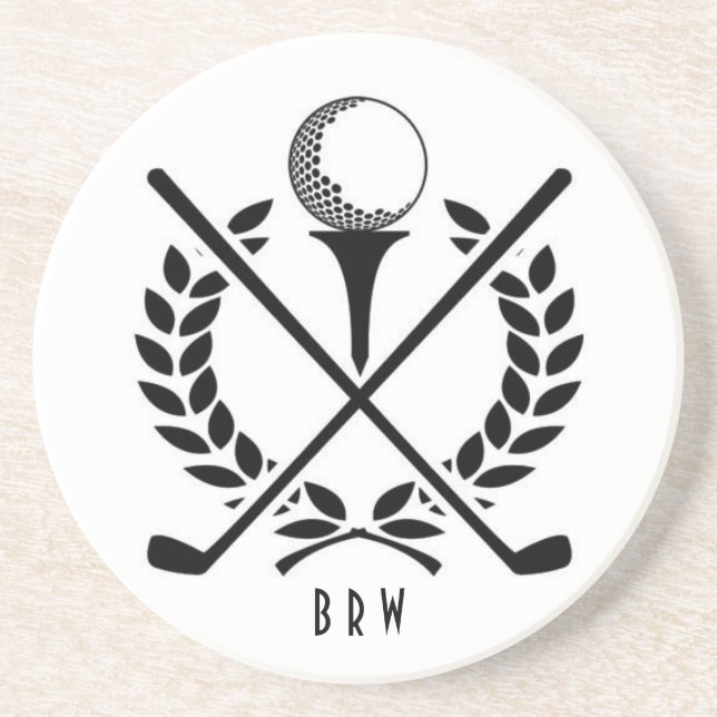 Golf Ball Tee Golf Club Monogram Golfer Sports Coaster (Front)