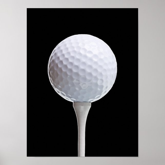 Golf Ball & Tee on Black - Customized Template Poster (Front)