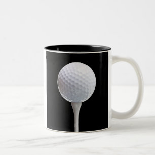 Golf Ball & Tee on Black - Customized Template Two-Tone Coffee Mug
