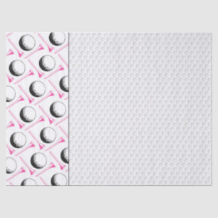Golf ball tee pink white dimples classic golfer tissue paper