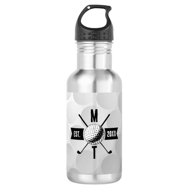 Golf Ball Texture & Club Initial Monogram  532 Ml Water Bottle (Front)
