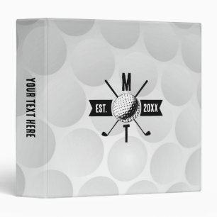 Golf Ball Texture & Club Initial Monogram Binder
