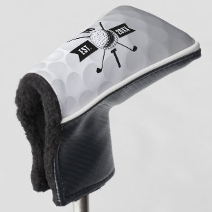 Golf Ball Texture & Club Initial Monogram   Golf Head Cover