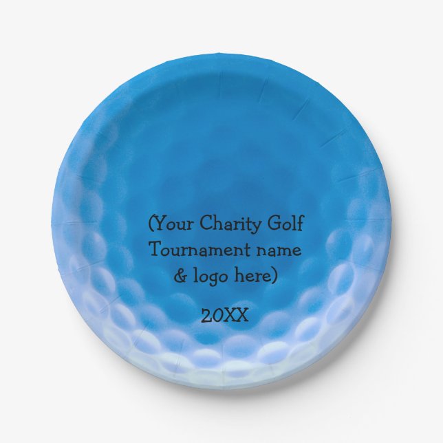 Golf Ball Texture Dimples Arctic Blue_personalized Paper Plate (Front)