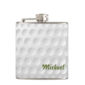Golf ball texture. Green grass. For golfers. Funny Hip Flask