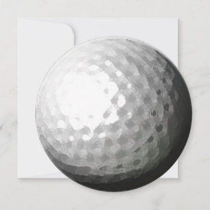 Golf ball theme circle party invitations