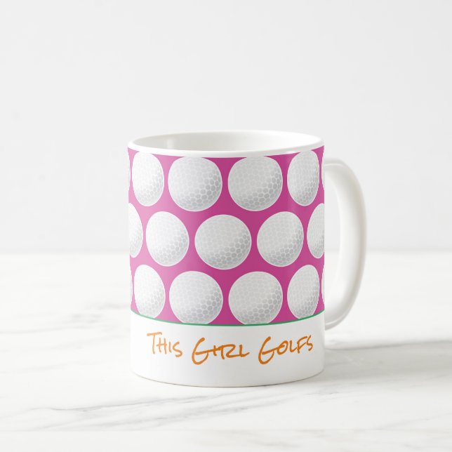 Golf Ball This Girl Golfs Text Sports Ladies Fun Coffee Mug (Front Right)