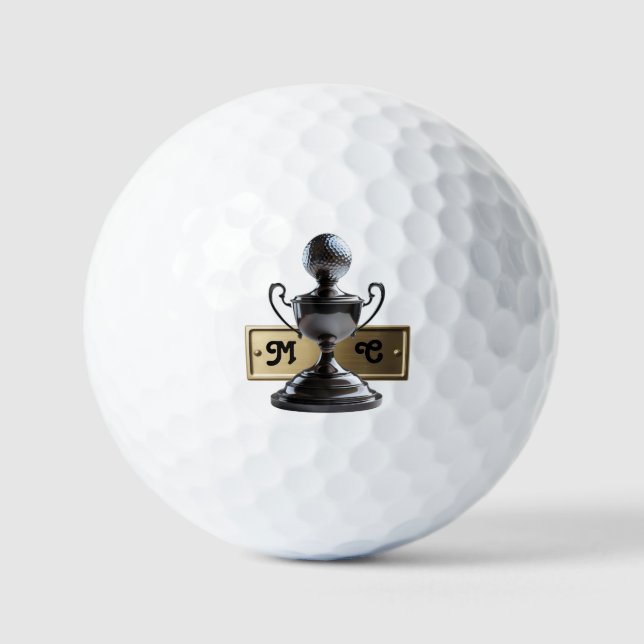 Golf Ball Trophy w/ Engraved Typography Initials  (Front)