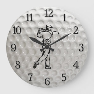 Golf Ball Wall Clock w Numbers and Golfer