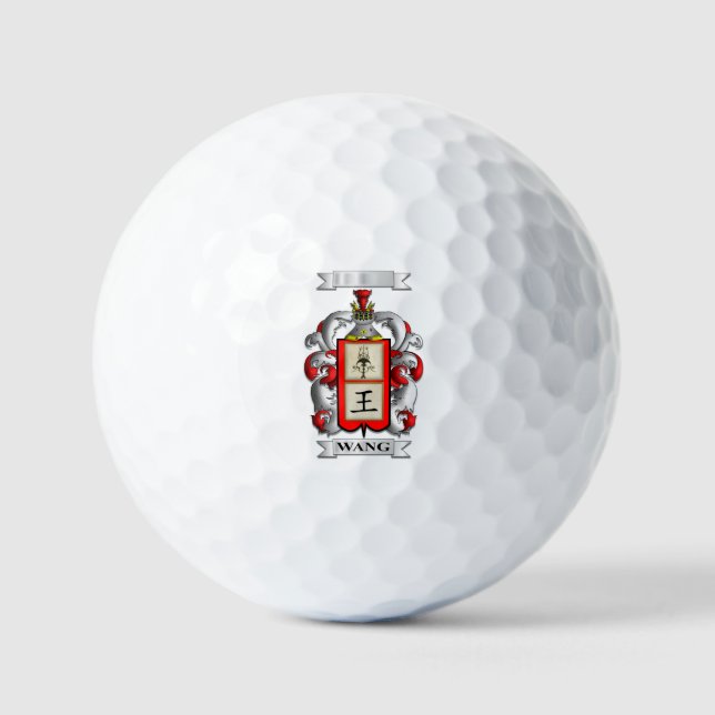 Golf Ball Wang Surname And Shield (Front)