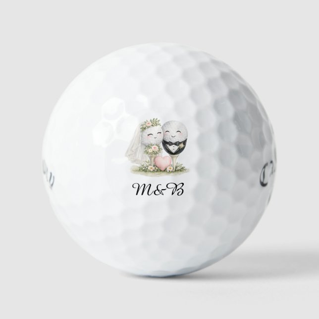 Golf Ball Wedding Bride and Groom Design (Front)
