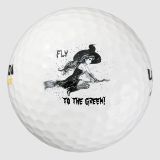 golf ball with a witch on it