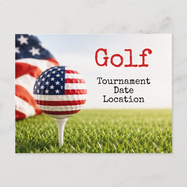 Golf ball with American flag golf tournament Postcard (Front)