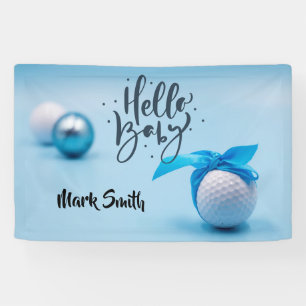 Golf ball with Blue ribbon for baby boy  Banner