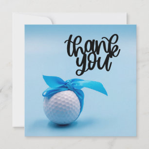 Golf ball with blue ribbon thank you card