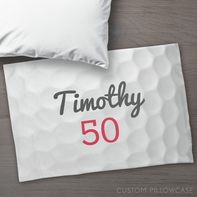 Golf Ball with Custom Age or other Number - Name Pillowcase (Custom Pillowcase)