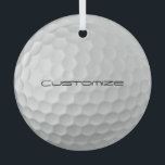 Golf Ball with Custom Text Glass Ornament<br><div class="desc">Customize this Golf Ball image with Text of your choosing. Unique design for the casual golfer to the professional at Heart. Classy and unique, this will surely impress your golfing buddies at the next tournament.</div>