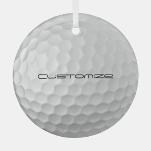 Golf Ball with Custom Text Glass Ornament