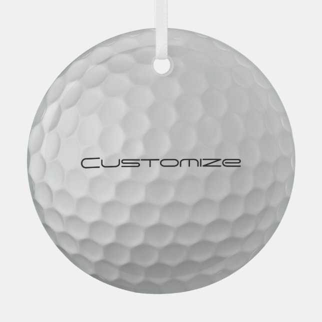 Golf Ball with Custom Text Glass Ornament (Front)