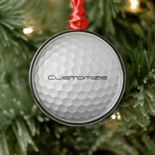Golf Ball with Custom Text Metal Ornament
