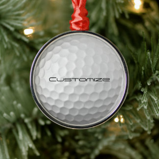 Golf Ball with Custom Text Metal Ornament