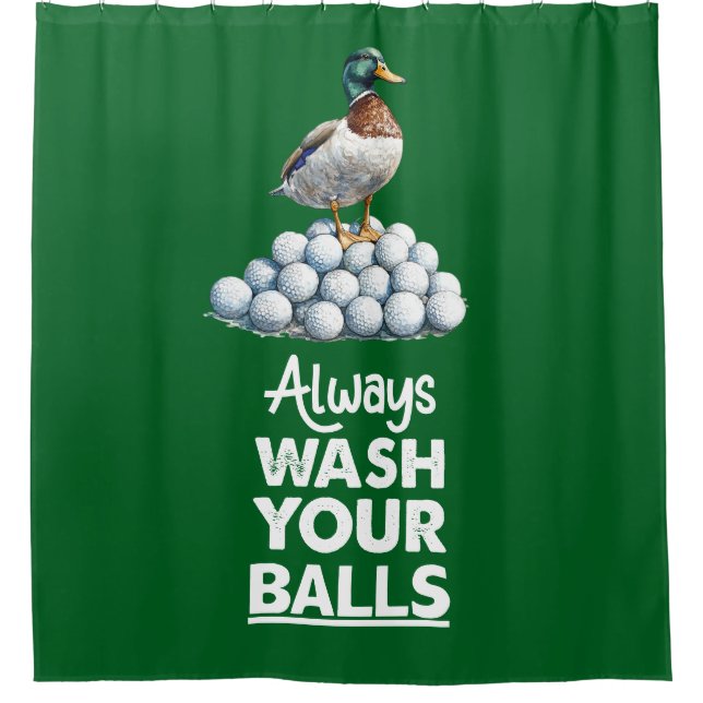 Golf ball with duck golfer always wash your balls  (Front)