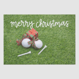 Golf ball with gifts on green Christmas   Tissue Paper