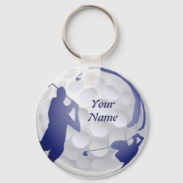 Golf Ball with Golfer to customize with your Name Keychain (Front)