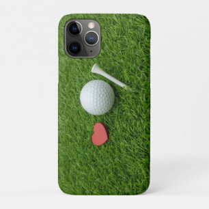 Golf ball with LOVE heart on green for golfer  iPhone 11 Pro Case