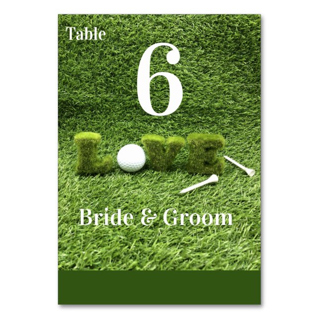Golf ball with love letter are on green grass table number (Front)