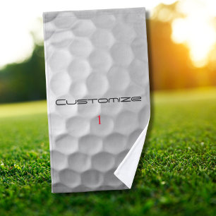 Golf Ball with Personalized Text and Number Hand Towel