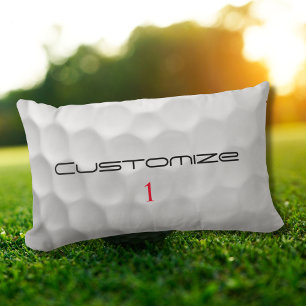 Golf Ball with Personalized Text and Number Lumbar Pillow