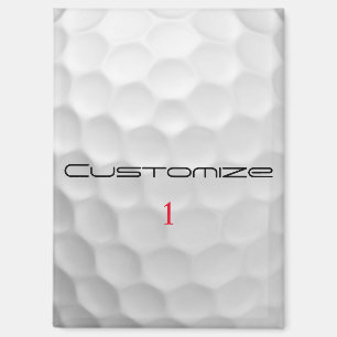 Golf Ball with Personalized Text and Number Magnet